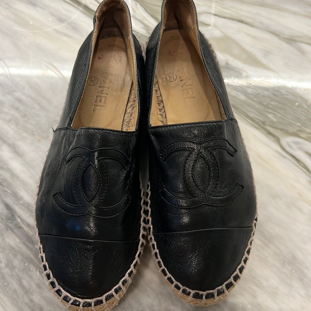 Black Chanel espadrilles